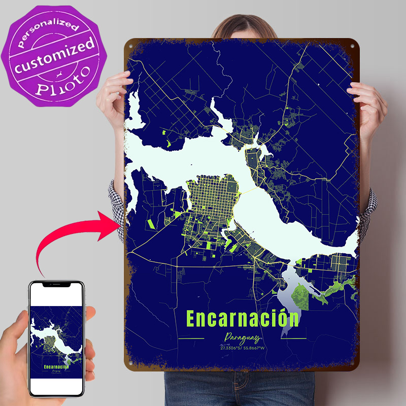 Custom Map Poster - Encarnación Decoration Home Decor Items Paraguay
