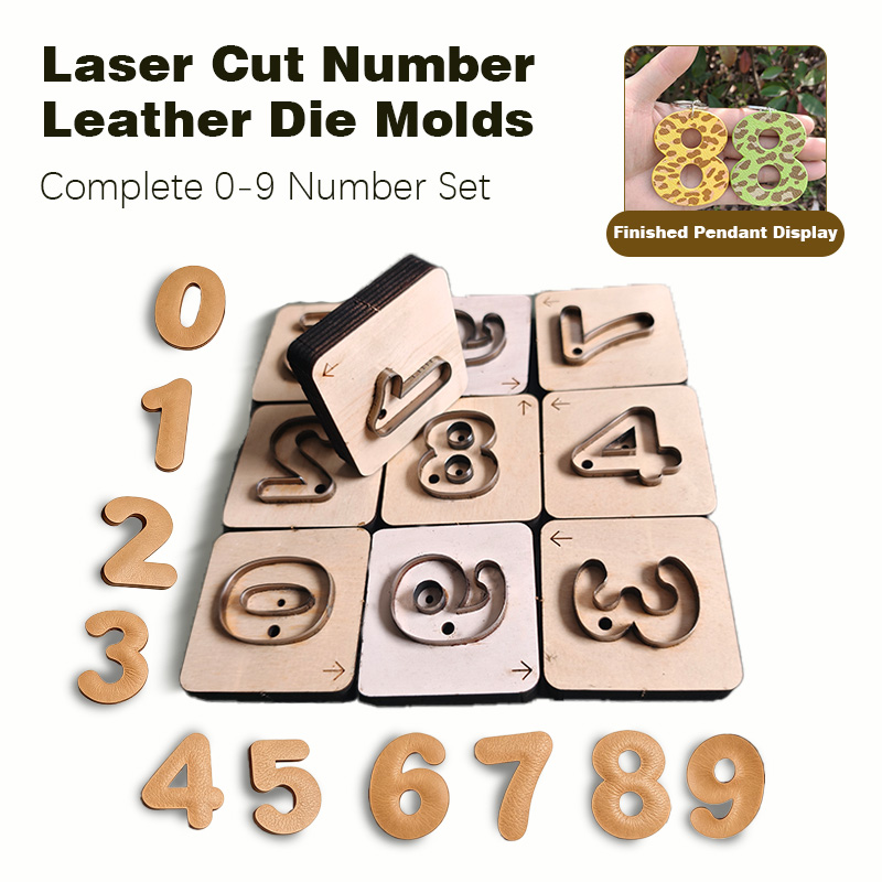 Monogram Keychain Leather - 0-9 Digit Leather Keychain Craft Cutting