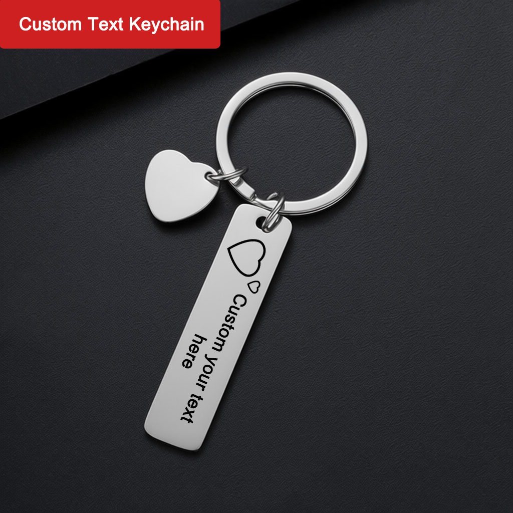 Initial Ring Custom - Custom Text Keychain Personalized Name Key