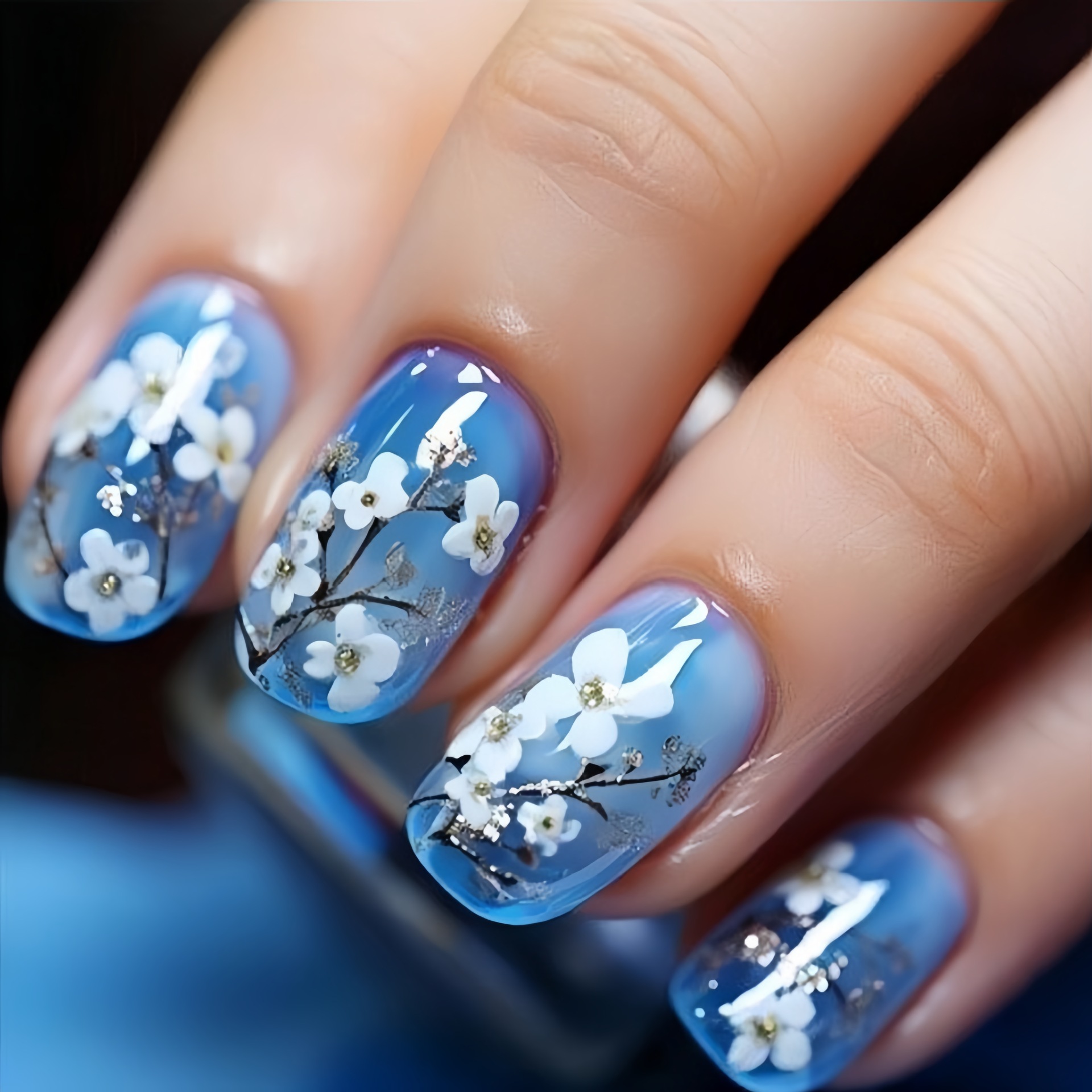 Medium fake nails for women gi - Pressed Flower Art recension och pris