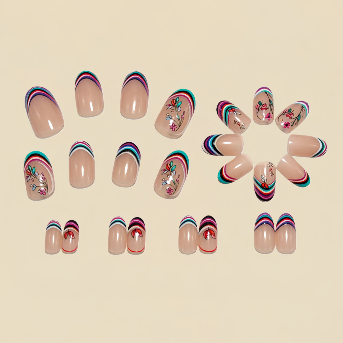 Medium fake nails for women gi - Pressed Flower Art recension och pris