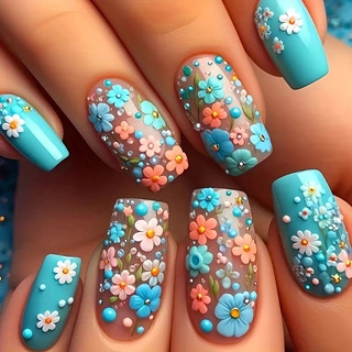 24pcs/set Medium long fake nai - Pressed Flower Art recension och pris