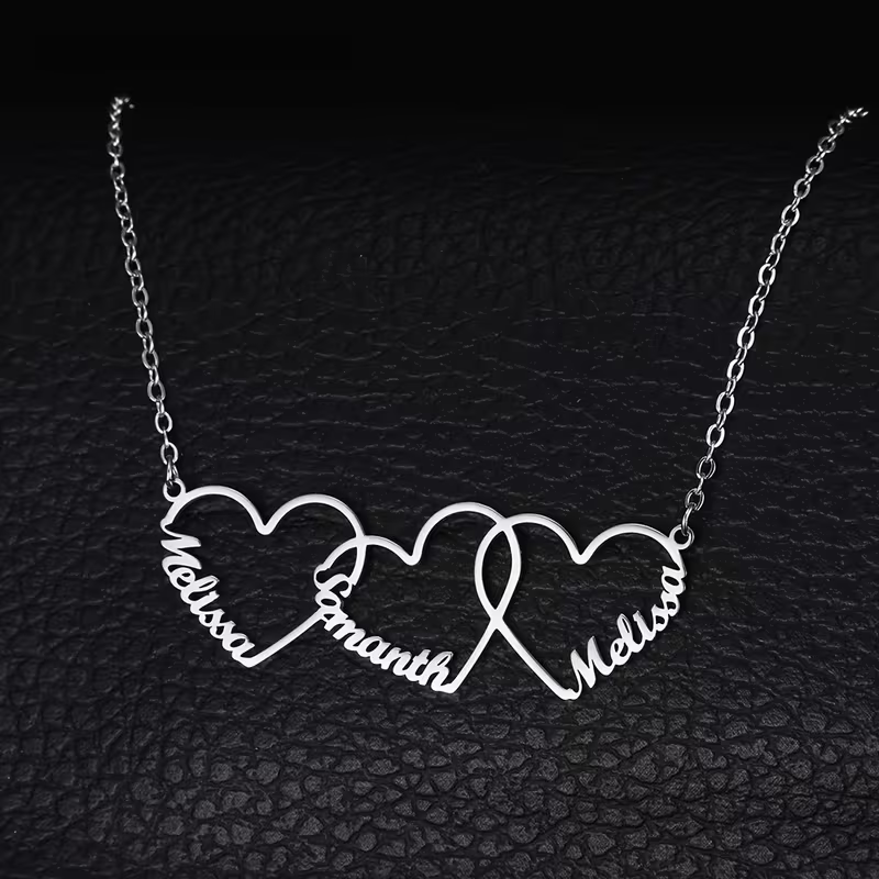 Custom Interlocking Heart Name - Name Necklace Custom recension och pris