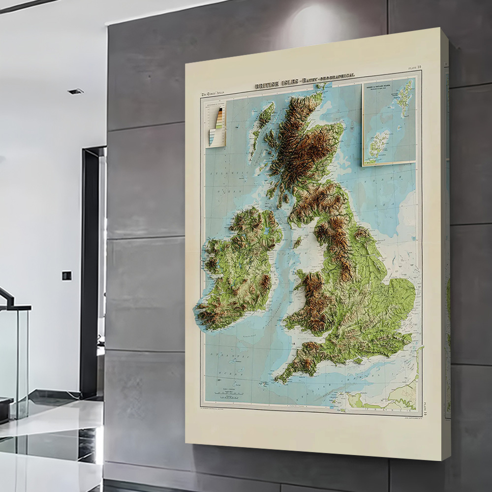 3D Relief Map of 1922 British  - Custom Map Poster recension och pris