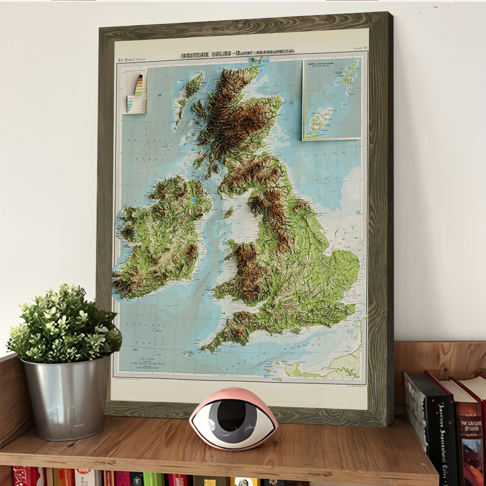 3D Relief Map of 1922 British  - Custom Map Poster recension och pris