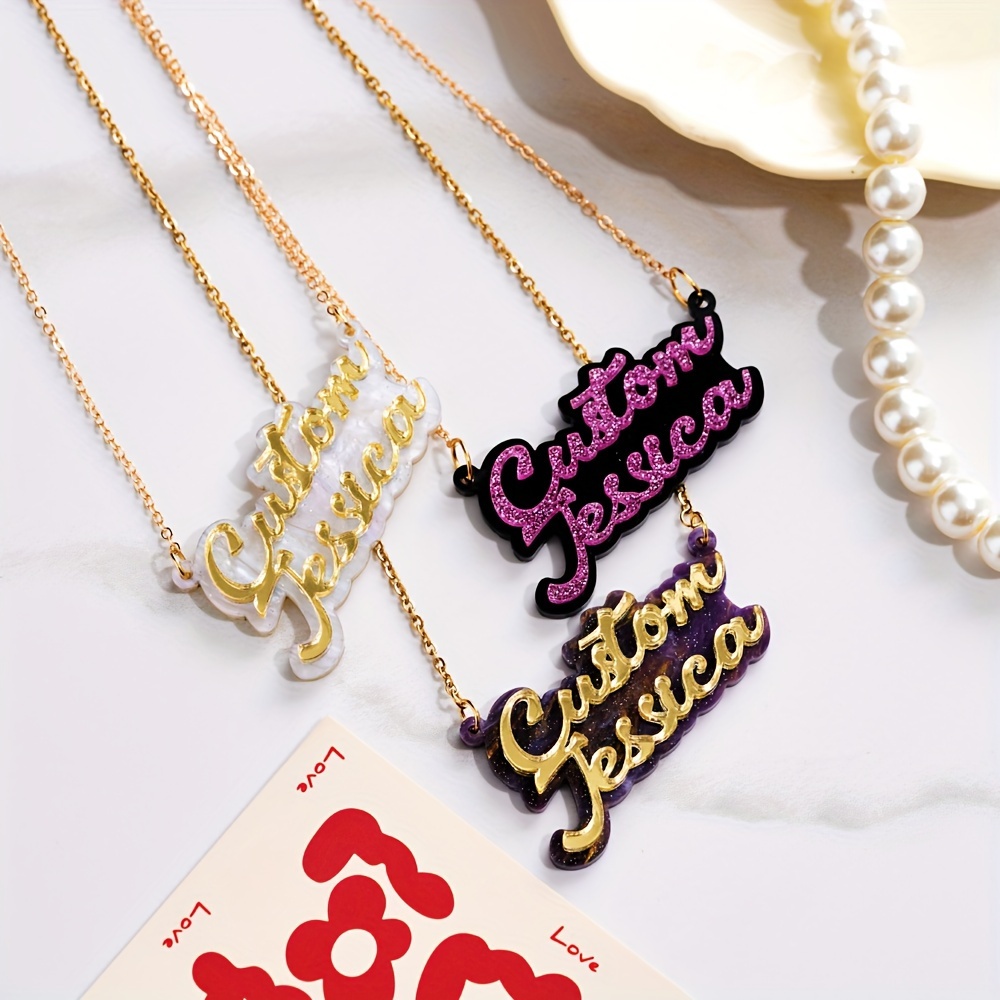 Personalized double-layer acry - Name Necklace Custom recension och pris
