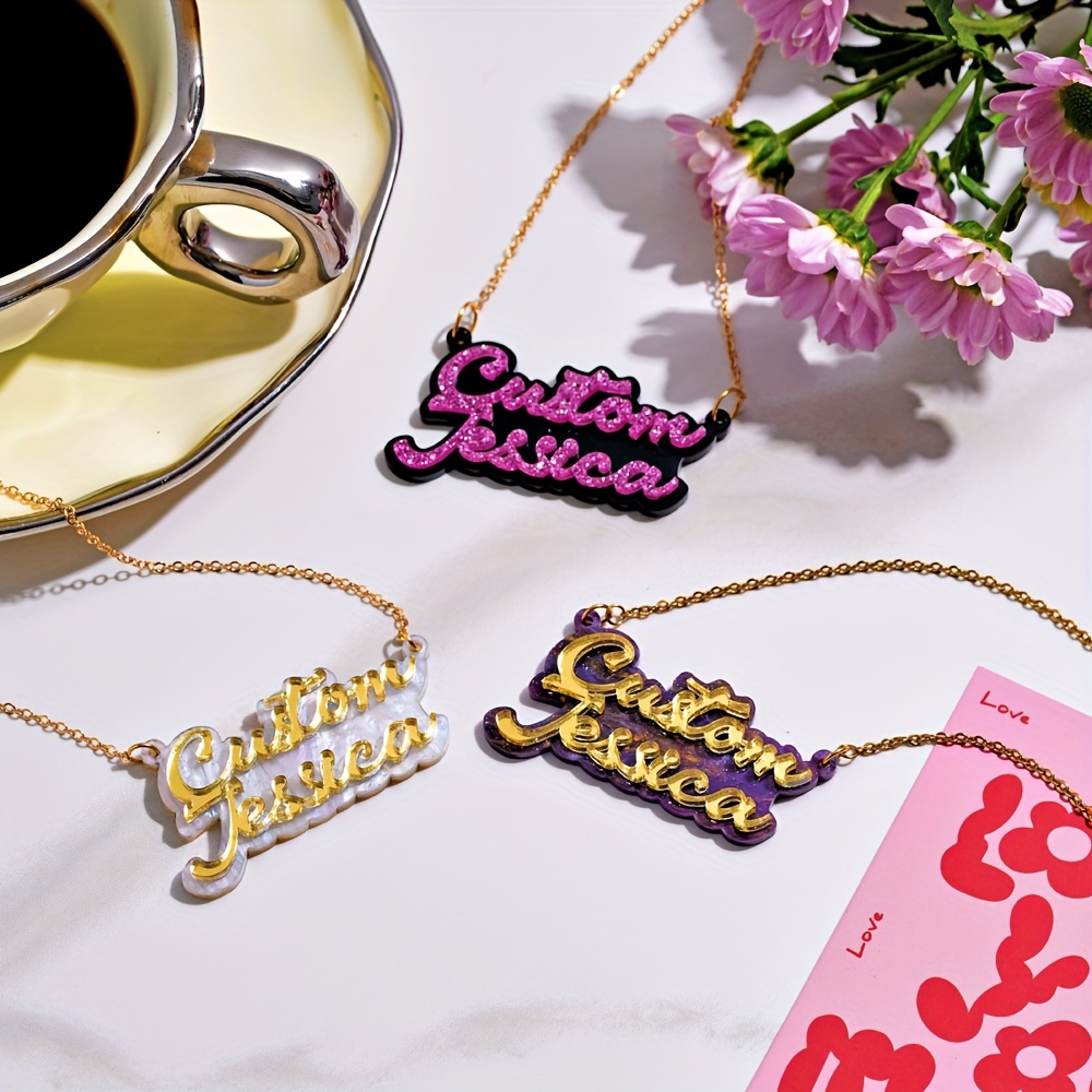 Personalized double-layer acry - Name Necklace Custom recension och pris