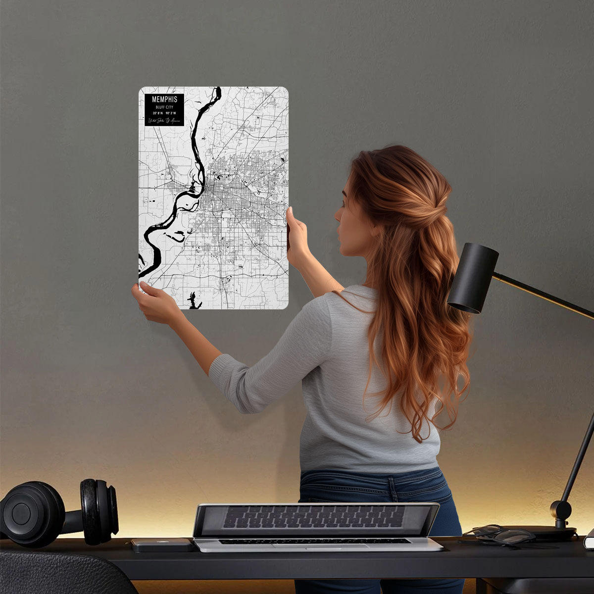 Memphis TN USA Tinplate Signs  - Custom Map Poster recension och pris