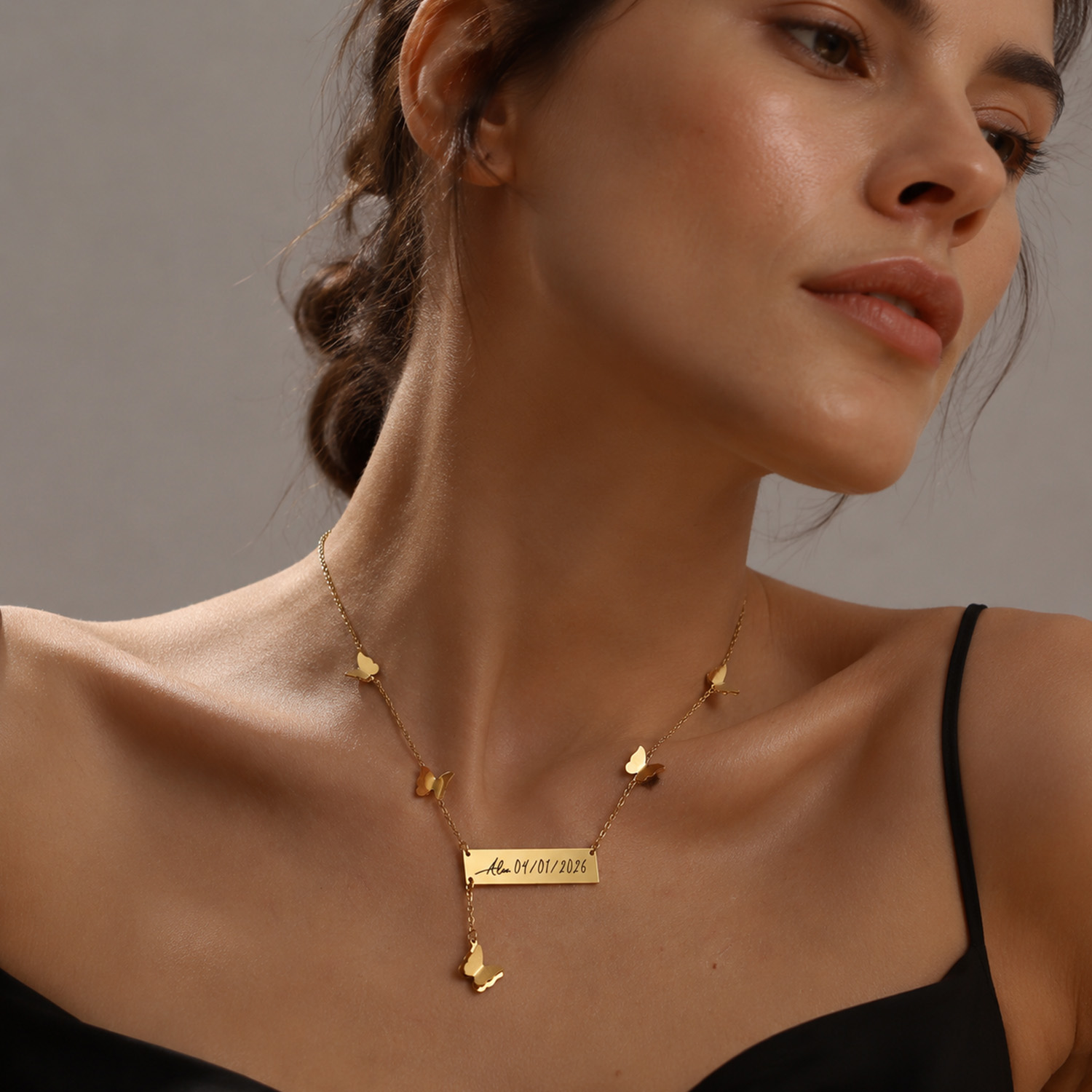 Personalized Butterfly Bar Nam - Handwriting Necklace Bar recension och pris