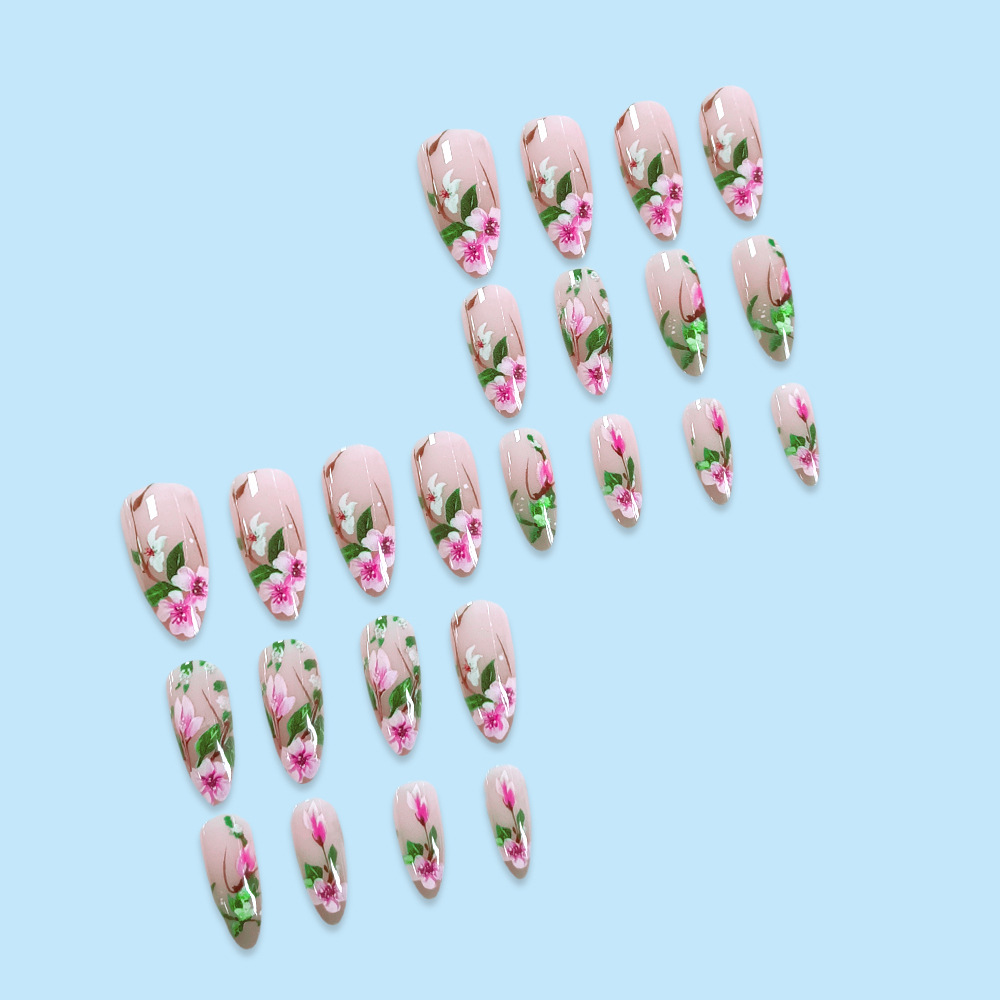Short Almond Press on Nails 3D - Pressed Flower Art recension och pris
