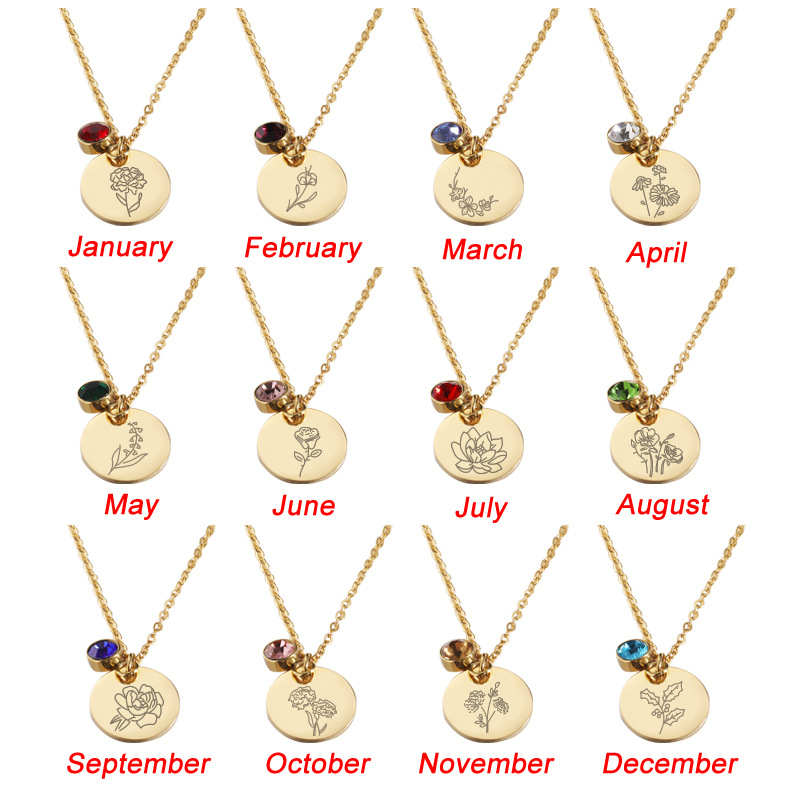 Crystal Birthstone Necklace fo - Birth Flower Necklace recension och pris