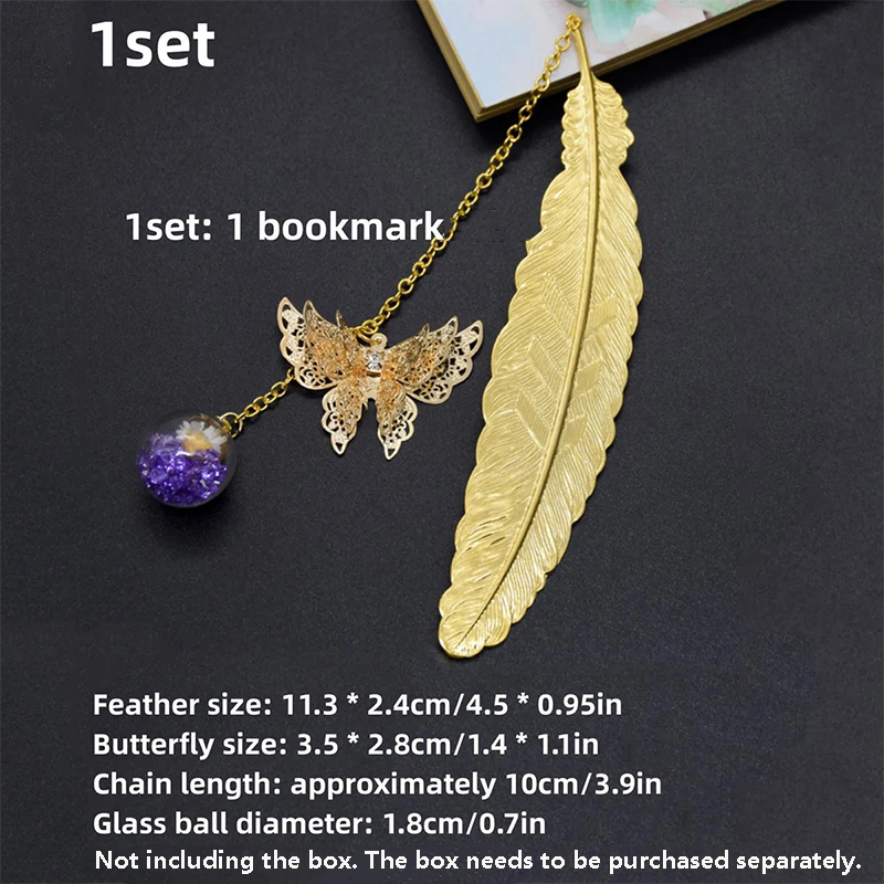 1pc Chinese Style Metal Feathe - Dried Flower Bookmark recension och pris