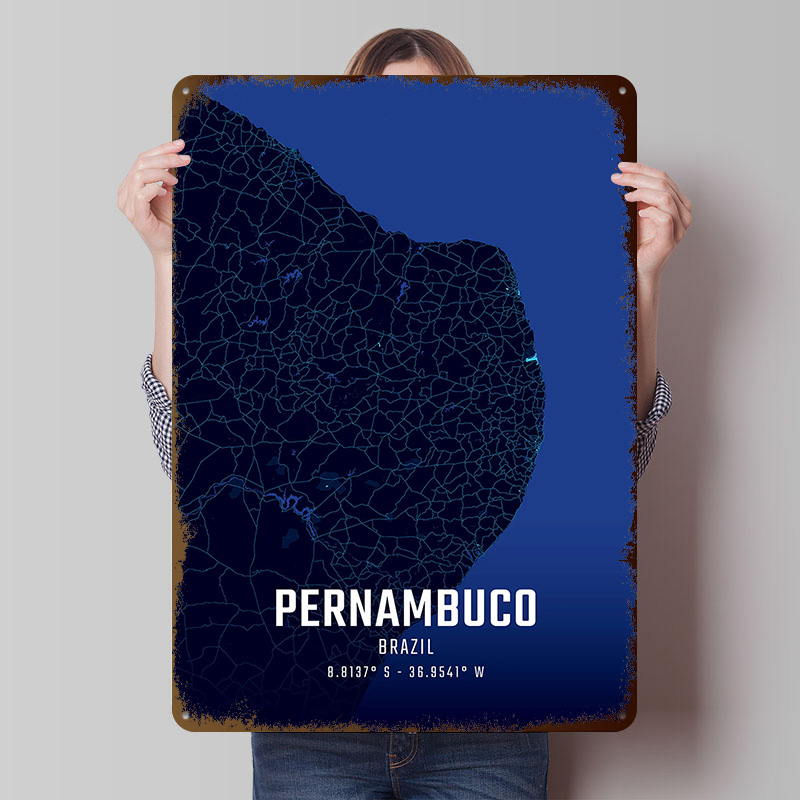 Pernambuco Midnight City Map M - Custom Map Poster recension och pris