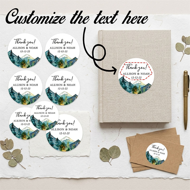 Custom Mountain Logo Round Sti - Personalized Name Box recension och pris