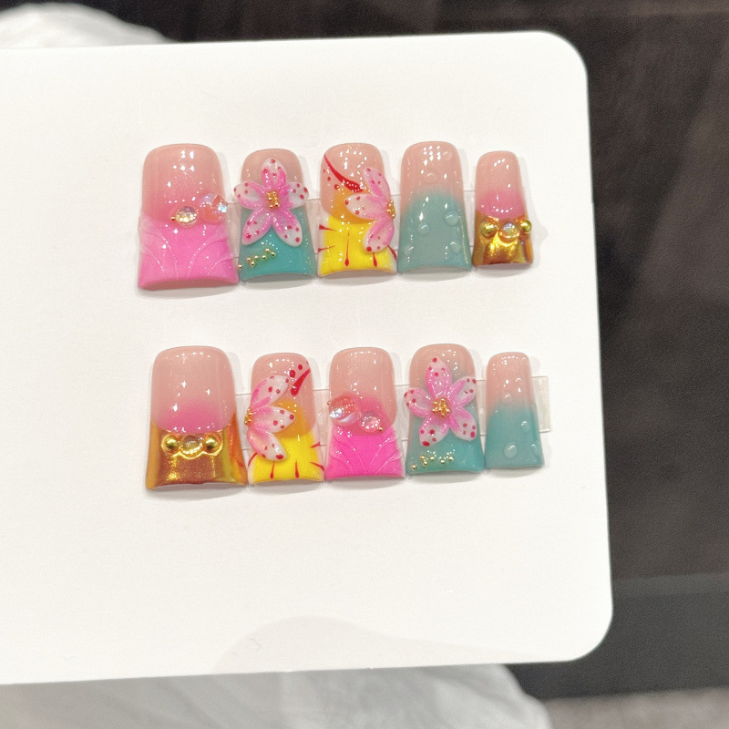 10pcs Ocean Style Fake Nails D - Pressed Flower Art recension och pris