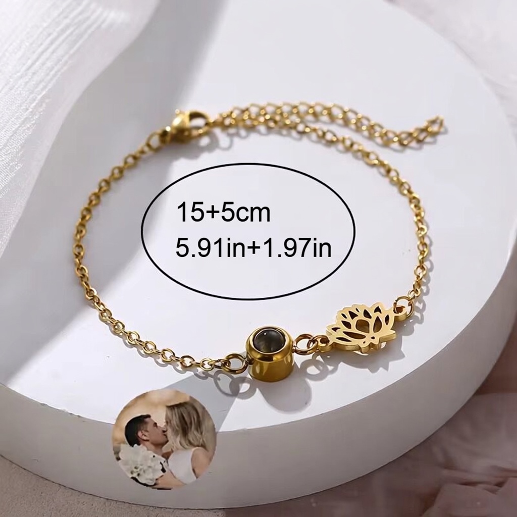 Custom Photo Bracelet Stainles - Birth Flower Necklace recension och pris